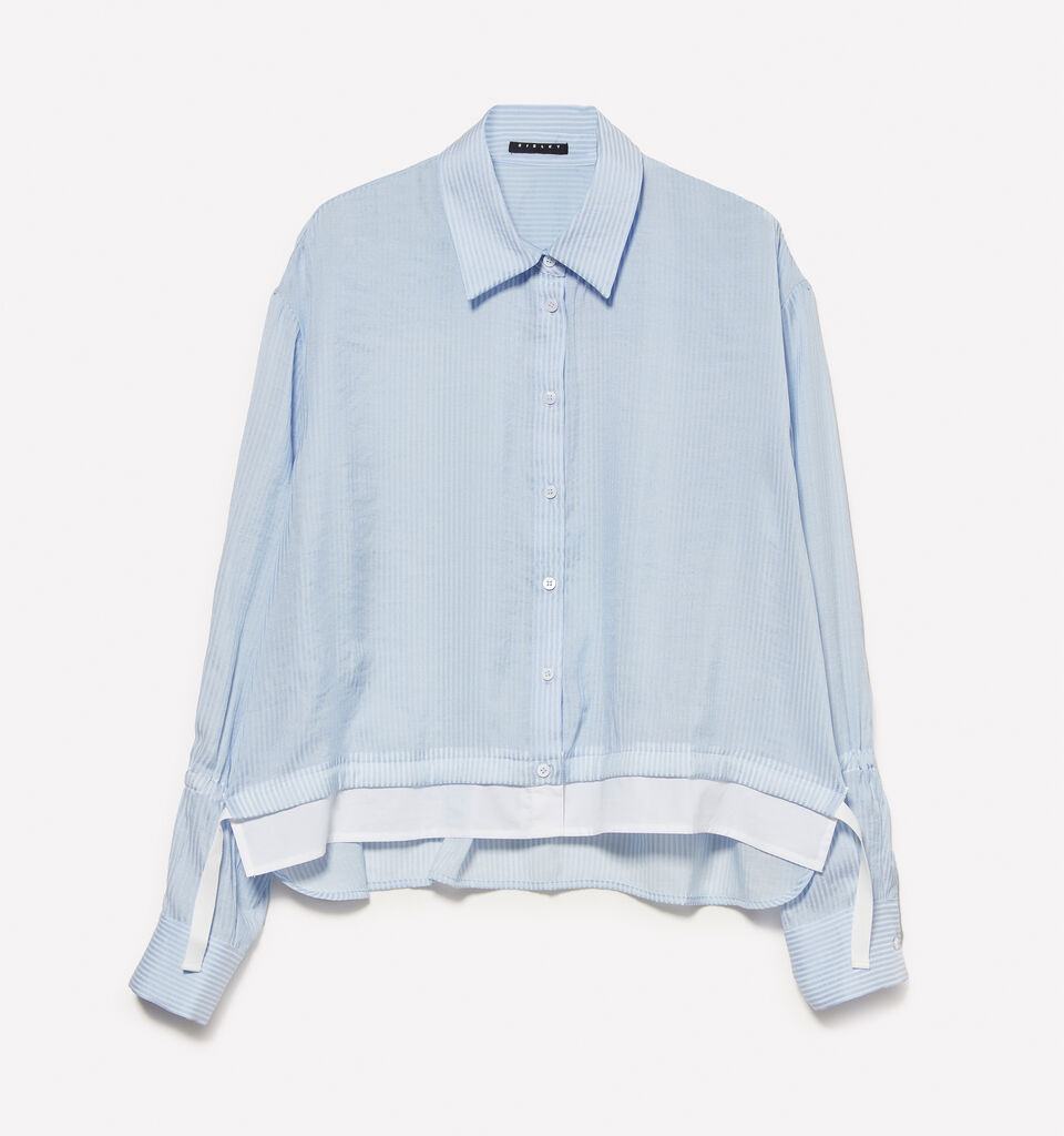 Camicia cropped azzurra a righe - camicie da donna - Azzurro | Sisley image number 5